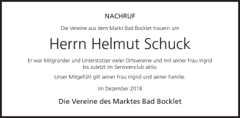 Anzeige von Helmut Schuck von MGO