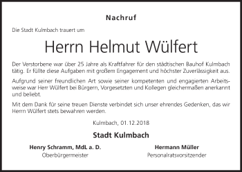 Anzeige von Helmut Wülfert von MGO