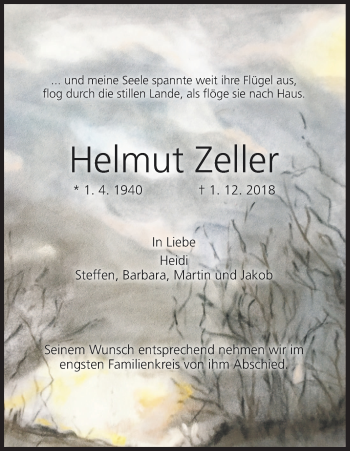 Anzeige von Helmut Zeller von MGO