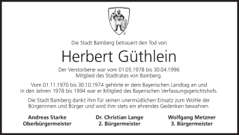 Anzeige von Herbert Güthlein von MGO