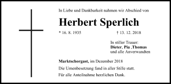 Anzeige von Herbert Sperlich von MGO