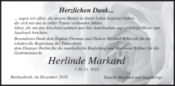 Anzeige von Herlinde Markard von MGO