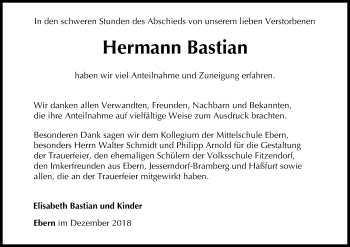 Anzeige von Hermann Bastian von MGO