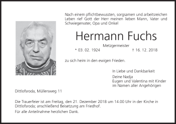 Anzeige von Hermann Fuchs von MGO