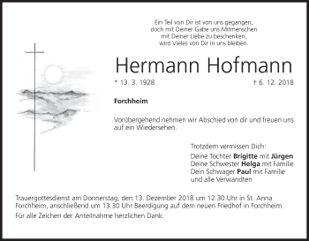 Anzeige von Hermann Hofmann von MGO