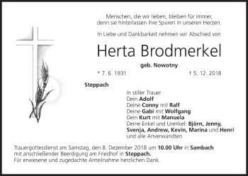 Anzeige von Herta Brodmerkel von MGO