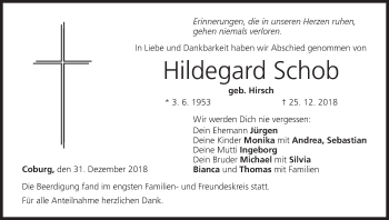 Anzeige von Hildegard Schob von MGO