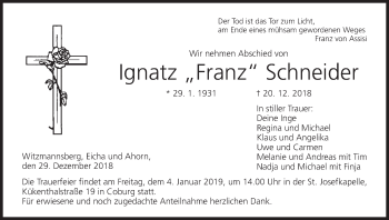 Anzeige von Ignatz  Schneider von MGO