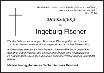 Anzeige von Ingeburg Fischer von MGO