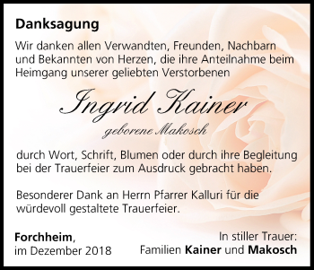 Anzeige von Ingrid Kainer von MGO