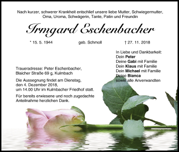 Anzeige von Irmgard Eschenbacher von MGO