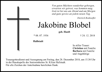 Anzeige von Jakobine Blobel von MGO