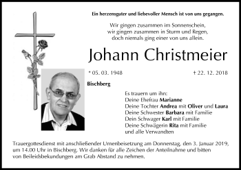 Anzeige von Johann Christmeier von MGO