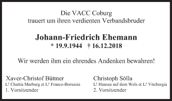 Anzeige von Johann-Friedrich Ehemann von MGO