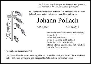 Anzeige von Johann Pollach von MGO