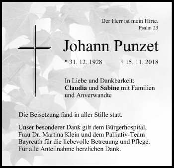 Anzeige von Johann Punzet von MGO