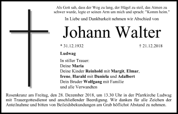 Anzeige von Johann Walter von MGO