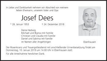 Anzeige von Josef Dees von MGO