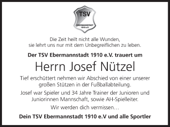 Anzeige von Josef Nützel von MGO