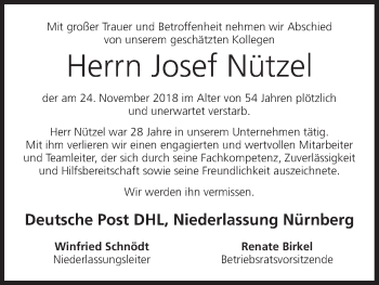 Anzeige von Josef Nützel von MGO