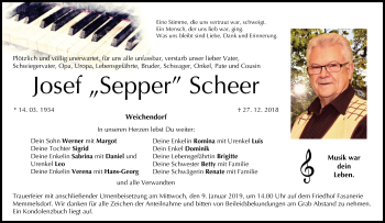 Anzeige von Josef  Scheer von MGO