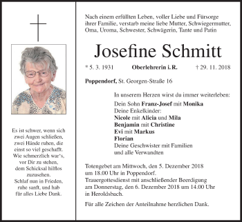 Anzeige von Josefine Schmitt von MGO