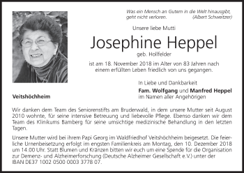 Anzeige von Josephine Heppel von MGO