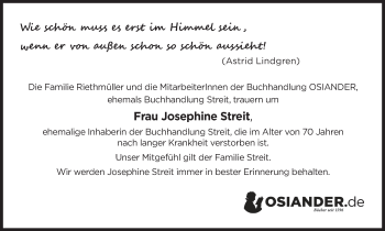 Anzeige von Josephine Streit von MGO