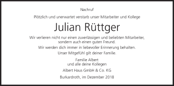 Anzeige von Julian Rüttger von MGO