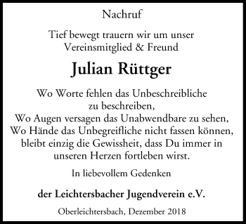 Anzeige von Julian Rüttger von MGO