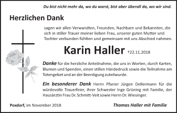 Anzeige von Karin Haller von MGO