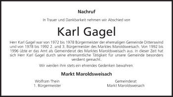 Anzeige von Karl Gagel von MGO