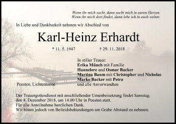 Anzeige von Karl-Heinz Erhardt von MGO