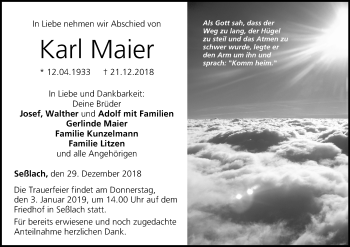 Anzeige von Karl Maier von MGO
