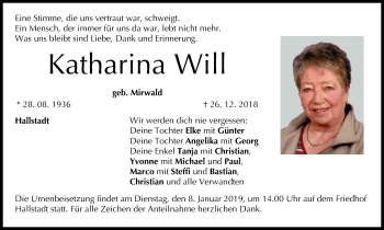 Anzeige von Katharina Will von MGO