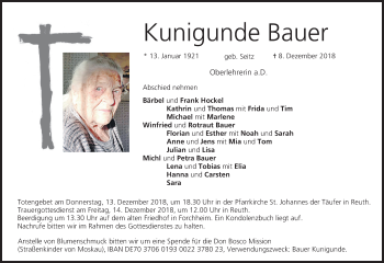 Anzeige von Kunigunde Bauer von MGO