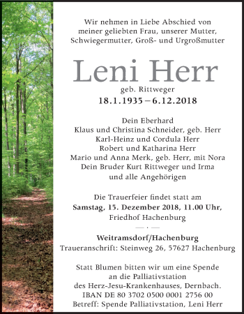 Anzeige von Leni Herr von MGO