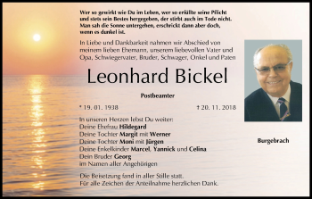 Anzeige von Leonhard Bickel von MGO