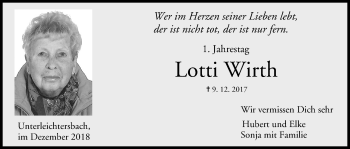 Anzeige von Lotti Wirth von MGO