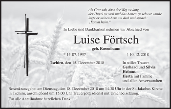 Anzeige von Luise Förtsch von MGO