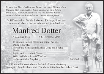 Anzeige von Manfred Dotter von MGO
