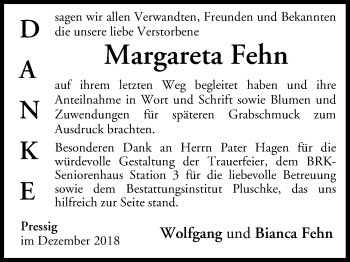 Anzeige von Margareta Fehn von MGO