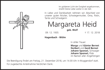 Anzeige von Margareta Heid von MGO