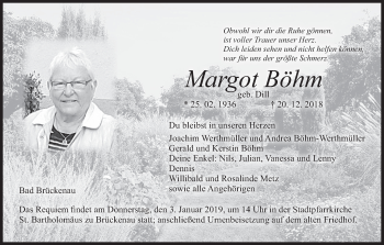 Anzeige von Margot Böhm von MGO