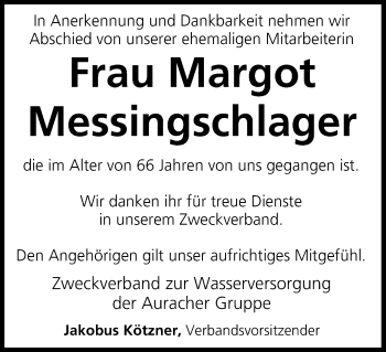 Anzeige von Margot Messingschlager von MGO