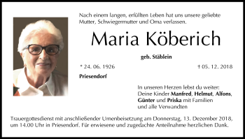Anzeige von Maria Köberich von MGO
