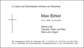 Anzeige von Max Birkel von MGO