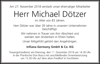 Anzeige von Michael Dötzer von MGO