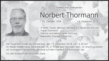 Anzeige von Norbert Thormann von MGO