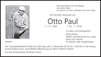 Anzeige von Otto Paul von MGO